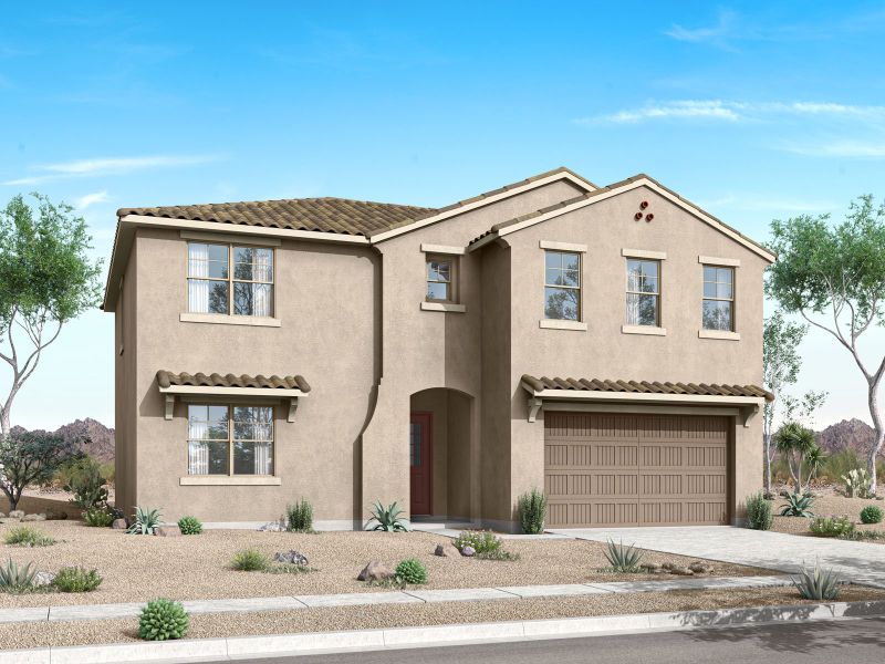 Representative exterior photo of a completed home built from the Quartz by Mattamy Homes in Las Ventanas, Goodyear, AZ (Image 4). Representative exterior photo of a completed home built from the Quartz by Mattamy Homes in Las Ventanas, Goodyear, AZ (Image 4).