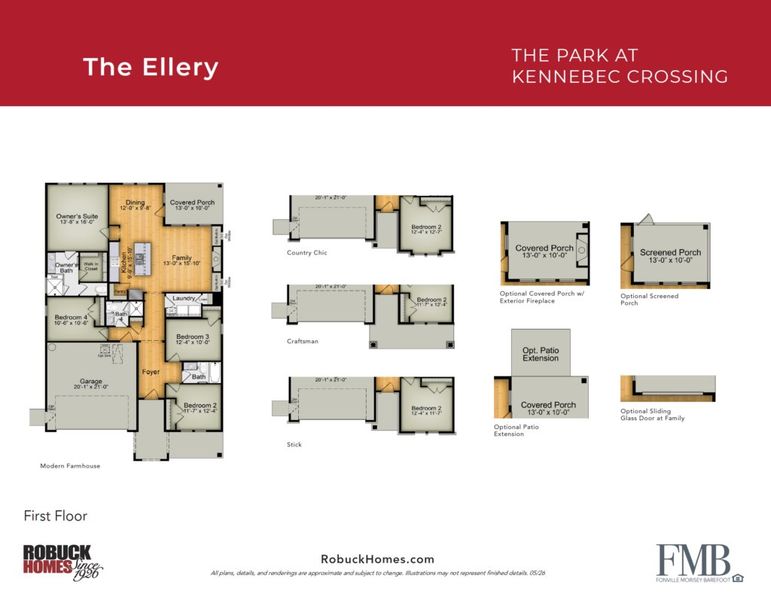 2D floor plan layout for the The Ellery by RobuckHomes in Kennebec Crossing, Angier, NC (Image 3).