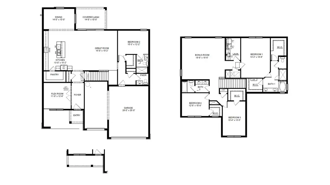 2D floor plan layout of this home in Woodcreek, Wesley Chapel, FL (Image 2).