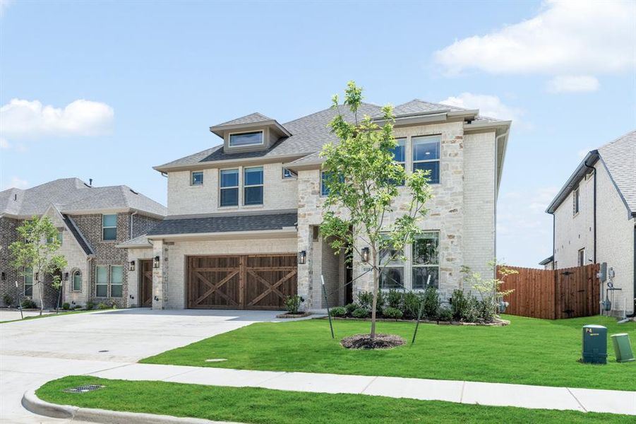 Front exterior of a new home in Mockingbird Heights, Midlothian, TX, highlighting curb appeal (Image 2).