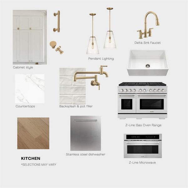 Tentative kitchen selections. Selections can be changed at this phase in construction.