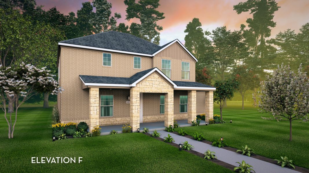 Representative exterior photo of a completed home built from the Kimble by CastleRock Communities in Solterra, Mesquite, TX (Image 13). Representative exterior photo of a completed home built from the Kimble by CastleRock Communities in Solterra, Mesquite, TX (Image 13).