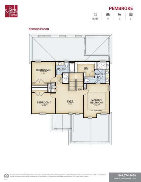 2D floor plan layout for the Pembroke by Park Square Residential in Summerbrooke, Mount Dora, FL (Image 4).