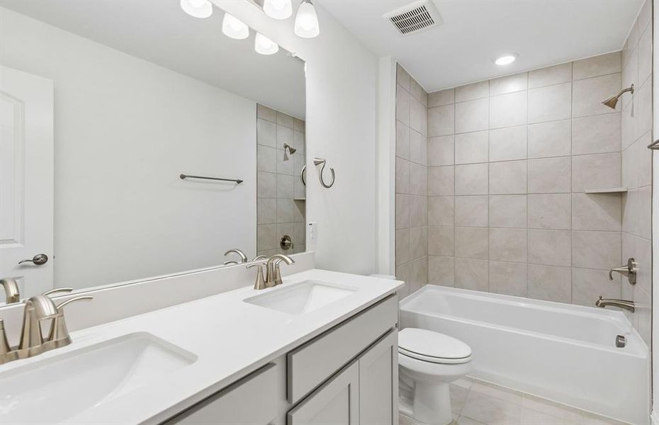 Secondary bath with double vanity