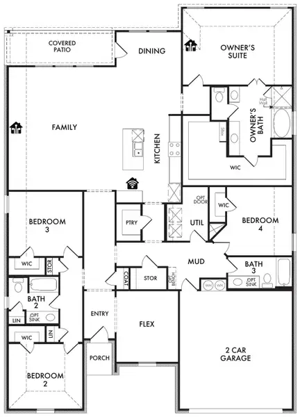 2D floor plan layout of this home in Still Water Lake Estates, Godley, TX (Image 3).