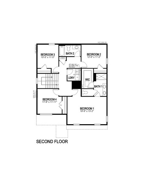 2D floor plan layout for the Bellamy by D.R. Horton in Brighton Crossing, Brighton, CO (Image 4).