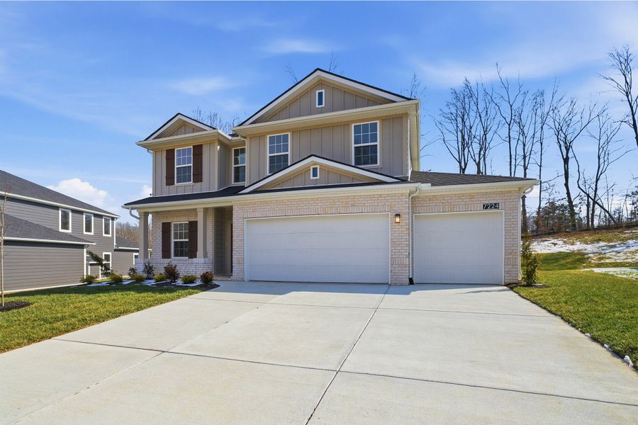 Front exterior of a new home in Brush Creek, Fairview, TN, highlighting curb appeal (Image 2).