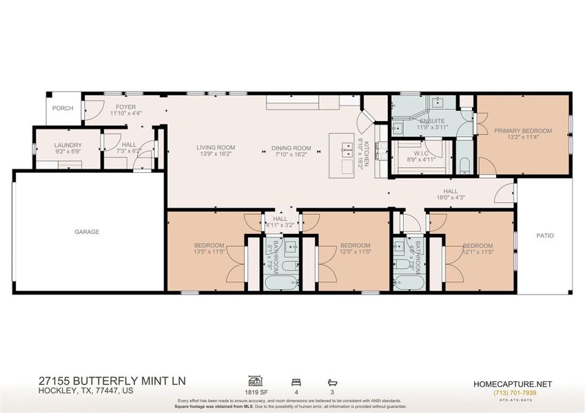 2D floor plan layout of this home in The Grand Prairie, Hockley, TX (Image 5).