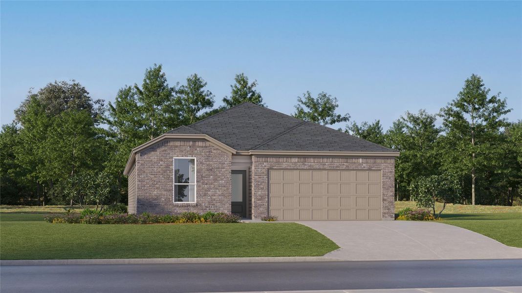Front exterior of a new home in Waterstone, Kyle, TX, highlighting curb appeal (Image 2). Front exterior of a new home in Waterstone, Kyle, TX, highlighting curb appeal (Image 2).