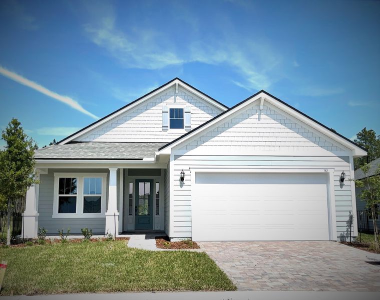 Representative exterior photo of a completed home built from the Eliza by Riverside Homes in Silver Landing at SilverLeaf, St. Augustine, FL (Image 28). Representative exterior photo of a completed home built from the Eliza by Riverside Homes in Silver Landing at SilverLeaf, St. Augustine, FL (Image 28).