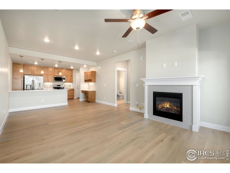 Gorgeous luxury vinyl extended into living room