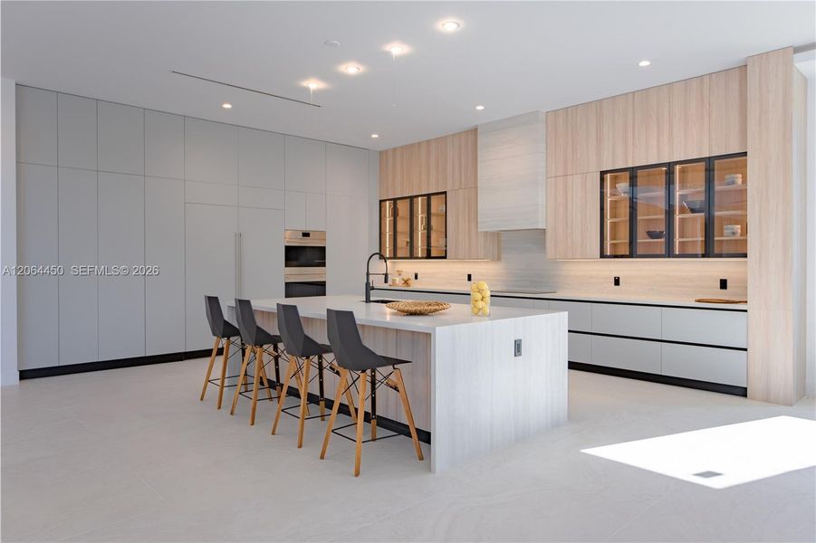 Oversized waterfall kitchen island