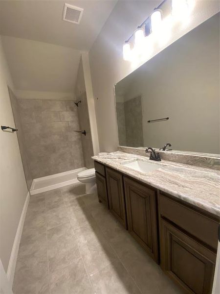 Bath 3 upstairs with walk-in shower (glass not installed yet)