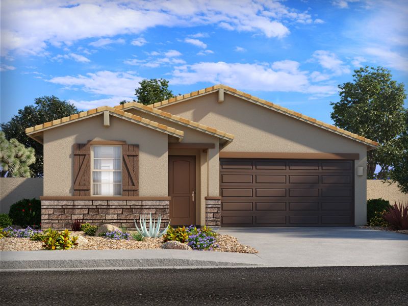 Representative exterior photo of a completed home built from the Topaz by Meritage Homes in Las Patrias at Star Valley Phase III - Premier Series, Tucson, AZ (Image 2).