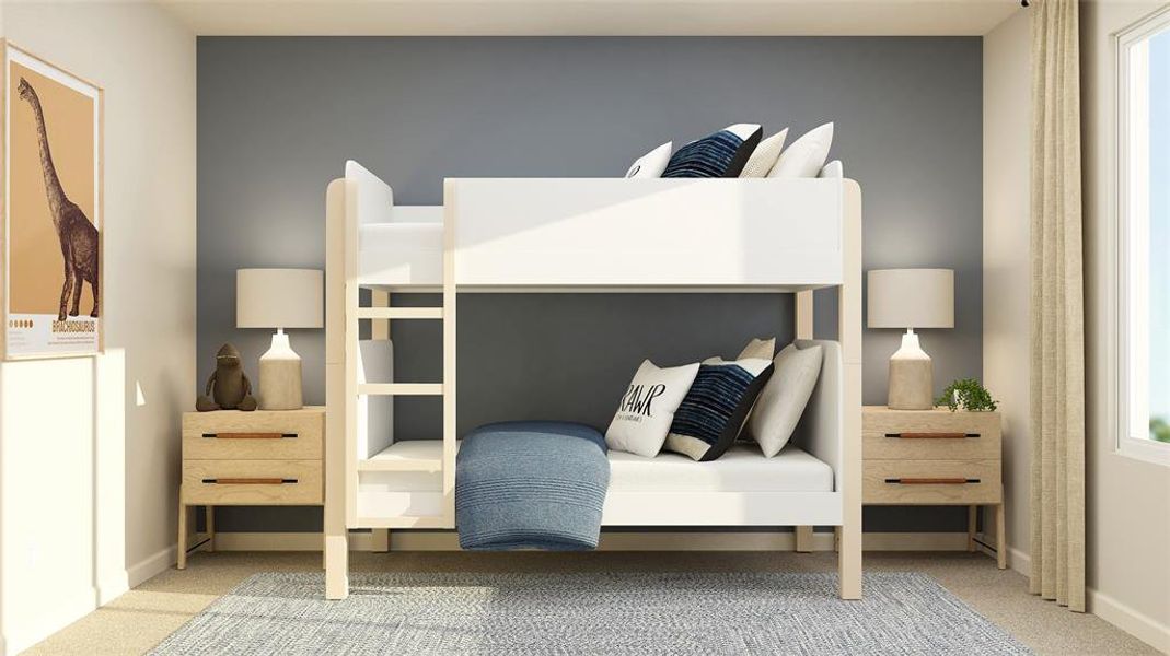 Carpeted bedroom with baseboards Carpeted bedroom with baseboards