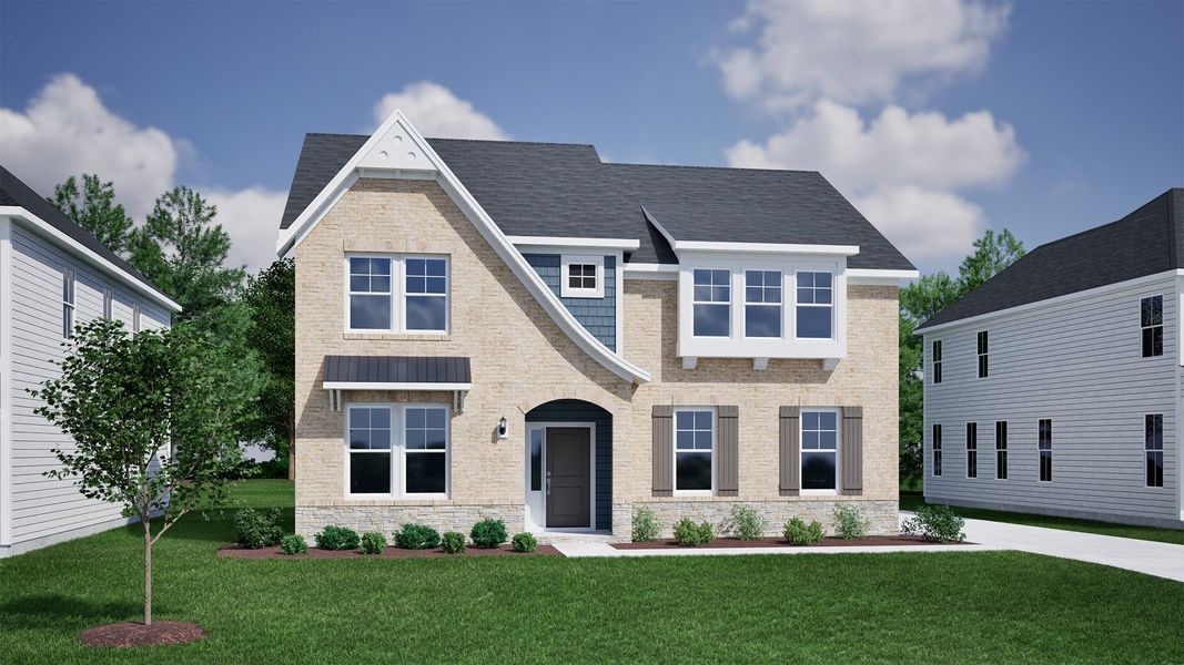 Representative exterior photo of a completed home built from the Edisto - Vanguard Collection by Mungo Homes in Lilah Grove, Summerfield, NC (Image 25).