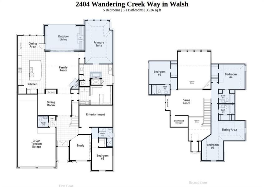2D floor plan layout of this home in Walsh, Aledo, TX (Image 4).