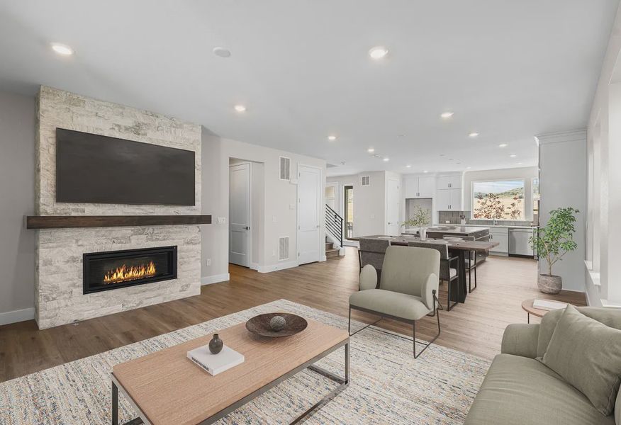 Homesite 289 Great Room, Dining + Kitchen - Virtually Staged - 4 of 15 Homesite 289 Great Room, Dining + Kitchen - Virtually Staged - 4 of 15