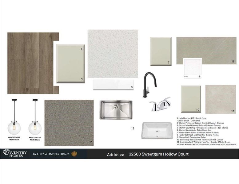 Sample of building materials used in homes in The Meadows at Imperial Oaks, Spring (Image 4).