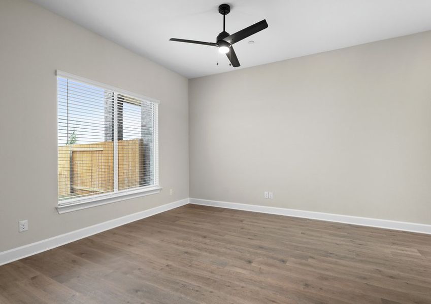 The living room sits right off of the kitchen and dining area.