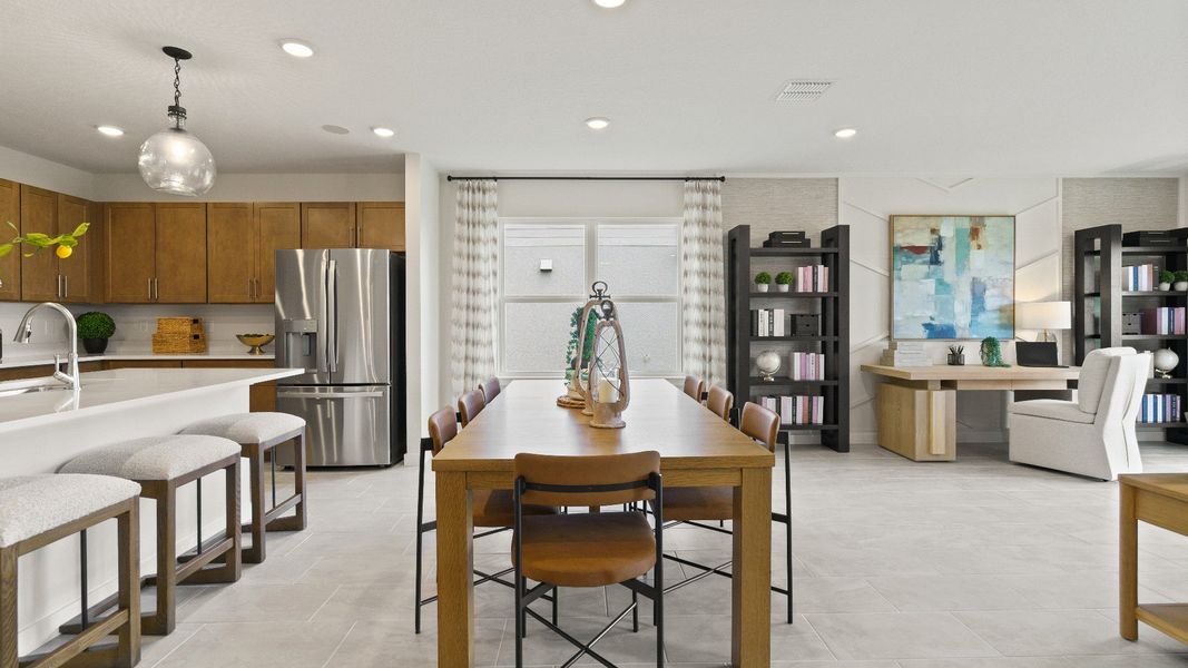 Castaway Living and Dining Area, new home plan available at Liberty Trace in Haines City, fl