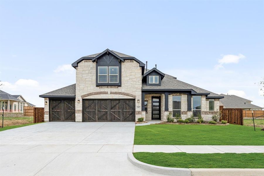 Front exterior of a new home in Somerset, Mansfield, TX, highlighting curb appeal (Image 25). Front exterior of a new home in Somerset, Mansfield, TX, highlighting curb appeal (Image 25).