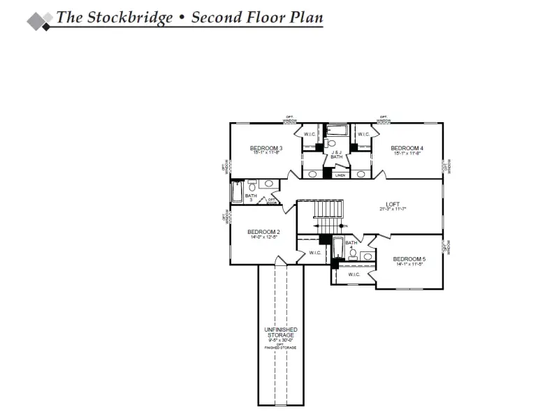 2D floor plan layout for the Stockbridge by Eastwood Homes in Waterford Commons, Rock Hill, SC (Image 5).