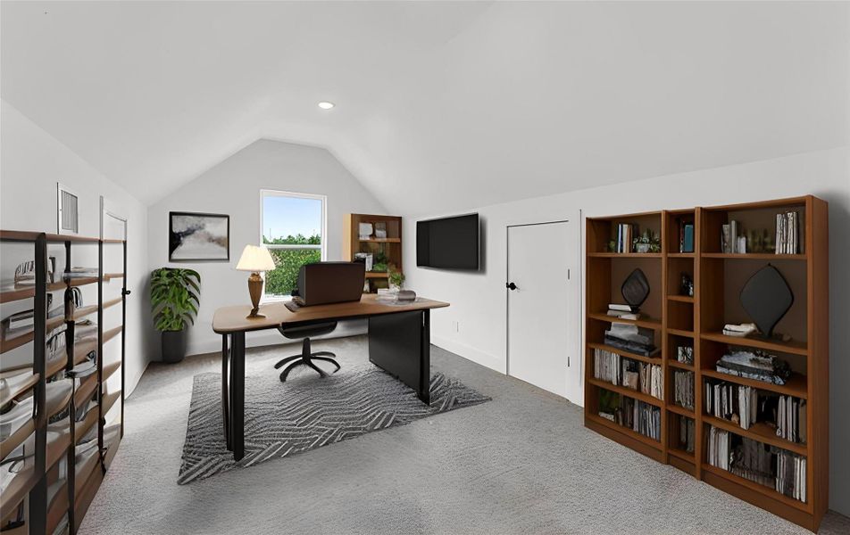 Bonus room staged as an office