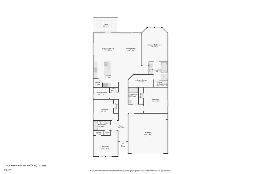 2D floor plan layout of this home in Riviera Pines - Classic Series, Huffman, TX (Image 4).