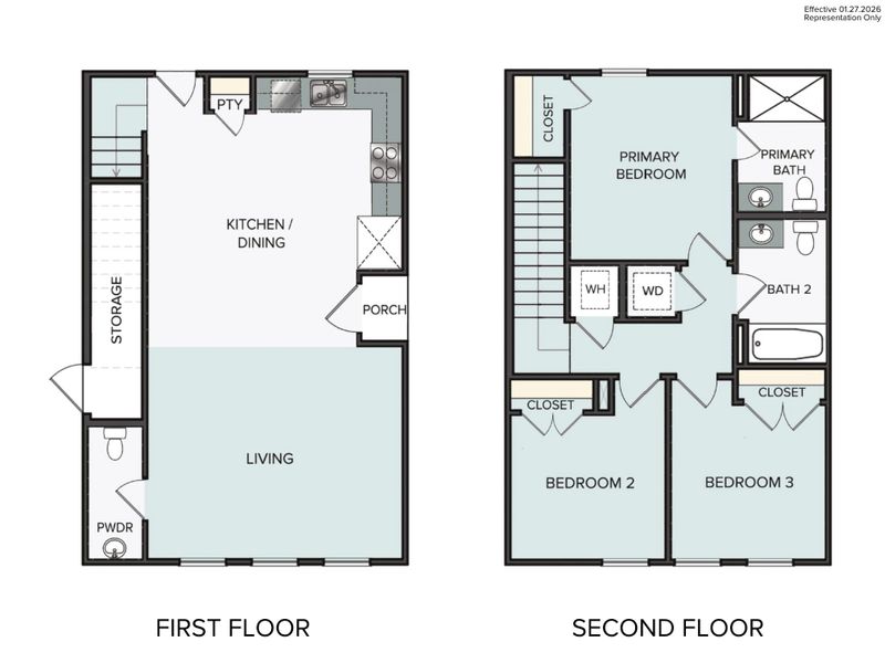 2D floor plan layout of this home in Harvest Ridge, Elgin, TX (Image 4).