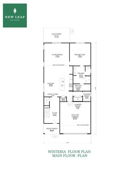 2D floor plan layout for the Wisteria by New Leaf Builders in East Lake, Leland, NC (Image 3). 2D floor plan layout for the Wisteria by New Leaf Builders in East Lake, Leland, NC (Image 3).