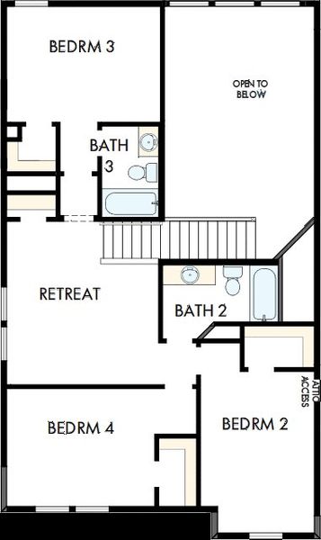 2D floor plan layout of this home in Meyer Ranch – Select Reserve Series, New Braunfels, TX (Image 3).