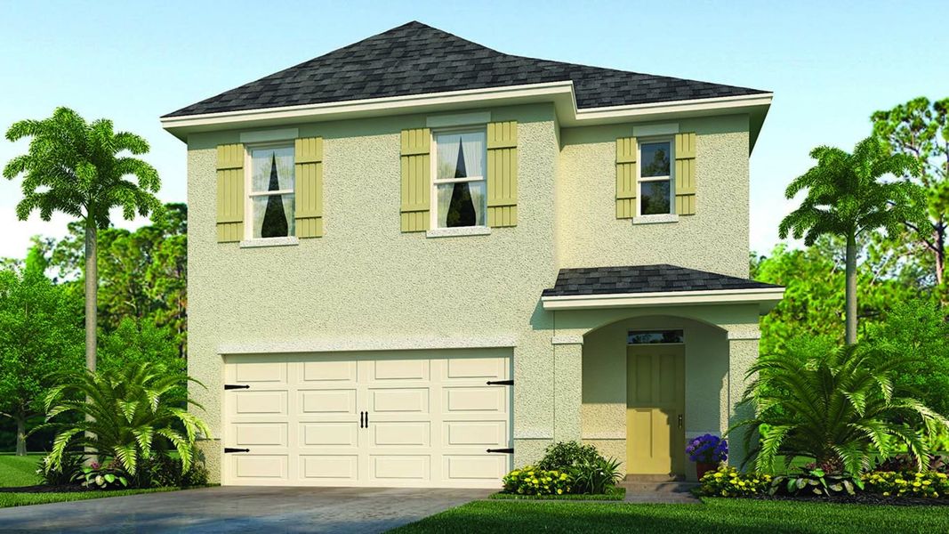 Front exterior of a new home in Harmony West, St. Cloud, FL, highlighting curb appeal (Image 2).
