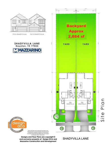 Please be aware that these plans are the property of the architect/builder designer that designed them not DUX Realty, Mazzarino Construction or 7514 SHADYVILLA LLC and are protected from reproduction and sharing under copyright law. These drawing are for general information only. Measurements, square footages and features are for illustrative marketing purposes. All information should be independently verified. Plans are subject to change without notification.