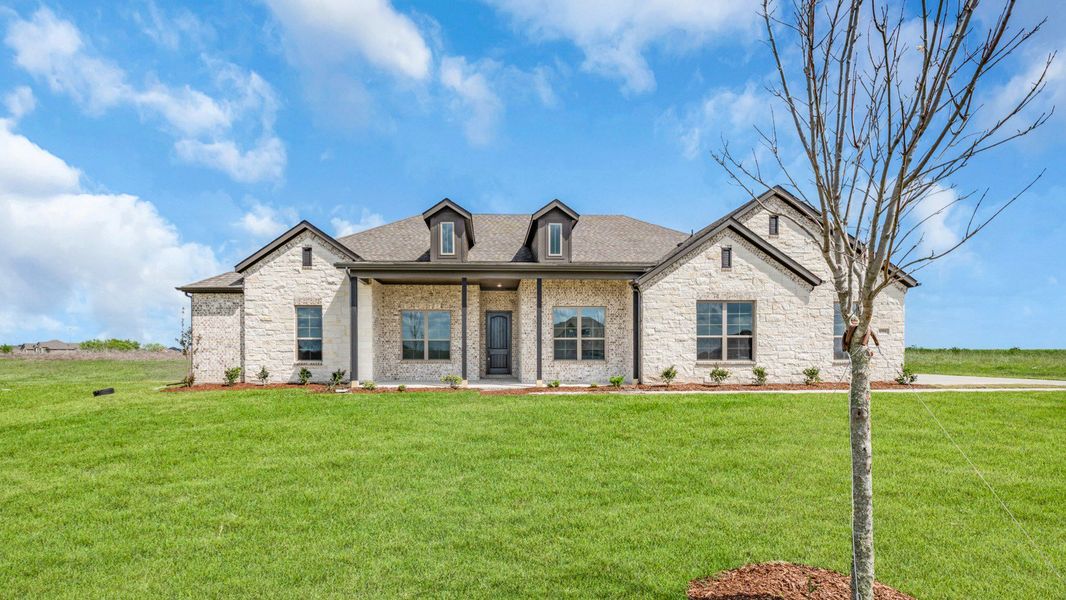 Front exterior of a new home in Berkshire Estates, Mesquite, TX, highlighting curb appeal (Image 1). Front exterior of a new home in Berkshire Estates, Mesquite, TX, highlighting curb appeal (Image 1).