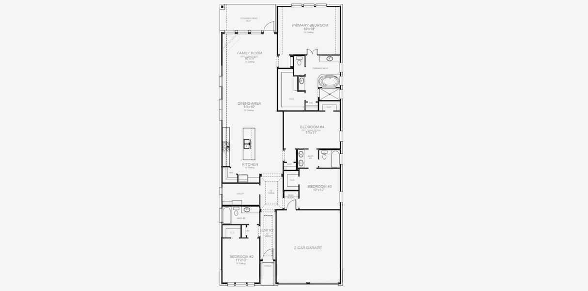 2D floor plan layout for the 2188W by Perry Homes in Lariat 45', Liberty Hill, TX (Image 3). 2D floor plan layout for the 2188W by Perry Homes in Lariat 45', Liberty Hill, TX (Image 3).