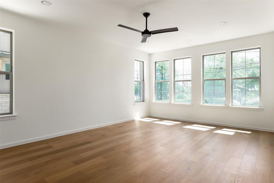 Rendering of the office space with built-in cabinetry upgrade.