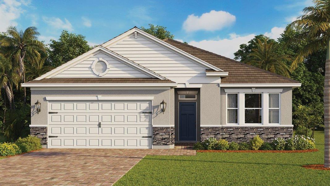 Representative exterior photo of a completed home built from the Robinson II by D.R. Horton in Lakes of Mount Dora, Mount Dora, FL (Image 4). Representative exterior photo of a completed home built from the Robinson II by D.R. Horton in Lakes of Mount Dora, Mount Dora, FL (Image 4).