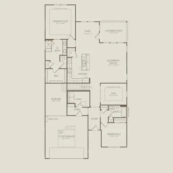 2D floor plan layout for the Mystique with Loft by Del Webb in Del Webb Sonoma Verde, Rockwall, TX (Image 3).