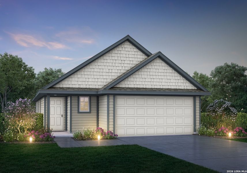 Front exterior of a new home in Applewhite Meadows, San Antonio, TX, highlighting curb appeal (Image 1). Front exterior of a new home in Applewhite Meadows, San Antonio, TX, highlighting curb appeal (Image 1).