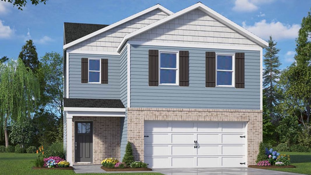 Representative exterior photo of a completed home built from the TAYLOR by D.R. Horton in Galvins Ridge, Sanford, NC (Image 2).
