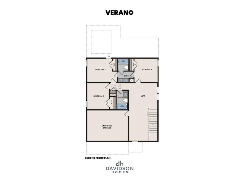 2D floor plan layout for the The Verano B by Davidson Homes LLC in Sunterra, Katy, TX (Image 4).