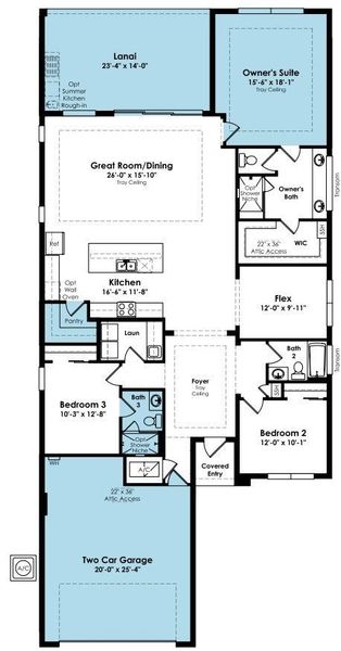 2D floor plan layout of this home in Cresswind Palm Beach at Westlake, Westlake, FL (Image 4).