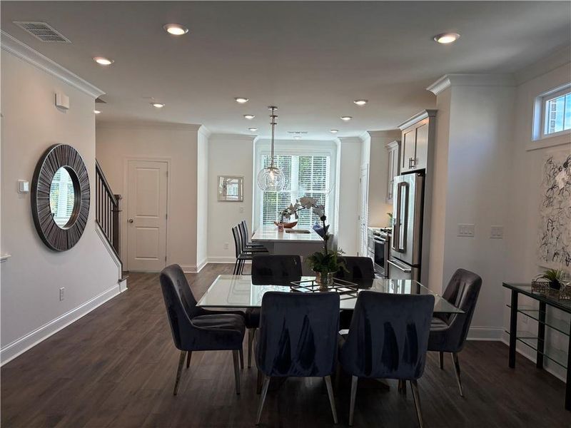 Furnished interior view inside a new home in Brackley Townhomes, Cumming (Image 26). Furnished interior view inside a new home in Brackley Townhomes, Cumming (Image 26).