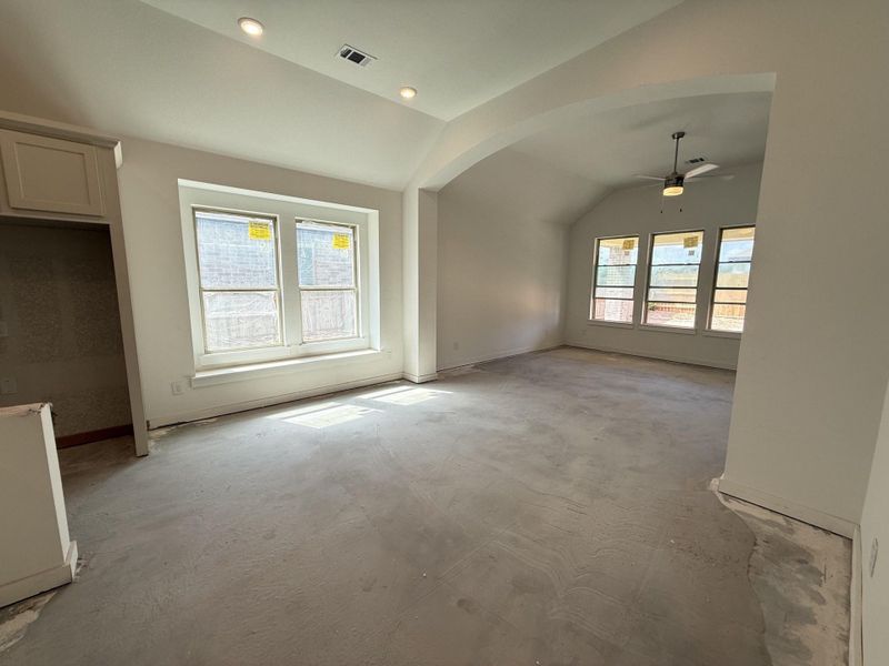 Tons of natural light in the dining area. Bench window seat included! Pardon our mess, still under construction.