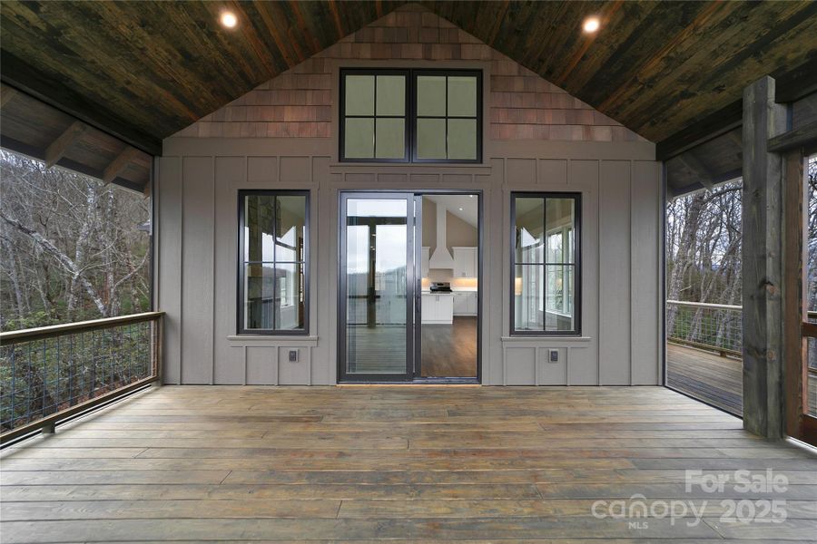 Exterior details and patio area of a home in , Pisgah Forest (Image 27).