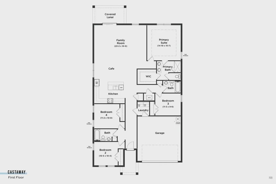 2D floor plan layout for the Castaway by DRB Homes in Liberty Trace, Haines City, FL (Image 3).