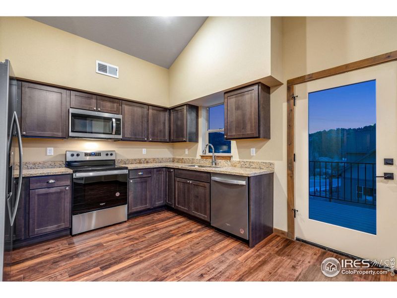 Deck located right off the kitchen.