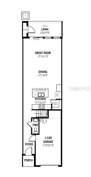 2D floor plan layout of this home in Crosswind Ranch, Parrish, FL (Image 5).