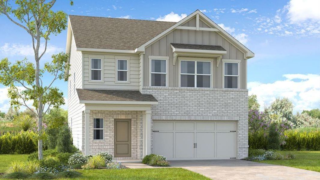 Front exterior of a new home in Windance Lake, Loganville, GA, highlighting curb appeal (Image 18).